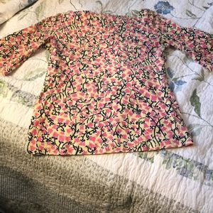 Yellow Lilly top with pink flowers